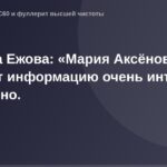 " OG Image — фотография Ольги Ежовой, говорящей о Марии Аксеновой в доступном и интересном стиле".